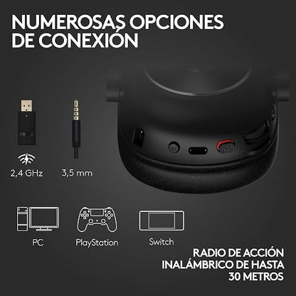 Logitech G Pro X 2 Lightspeed Audífonos Inalámbricos Gaming | Mic. Desmontable, Drivers de 50 mm, Bluetooth, Cable 3.5 mm, DTS Headphone:X 2.0, 50 Horas de Batería