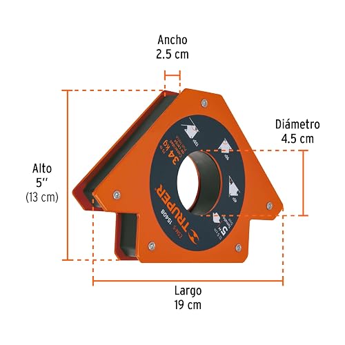 Truper ESM-5, Escuadra magnética 5" para soldar capacidad 34 kg
