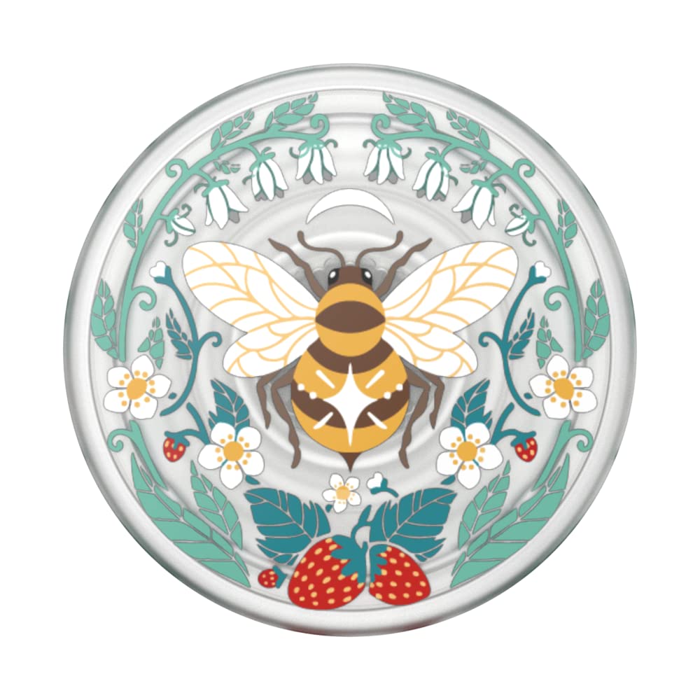 PopSockets Agarre para teléfono a Base de Plantas con Soporte expandible, PopSockets ecológicos para teléfono, Abeja translúcida Boho