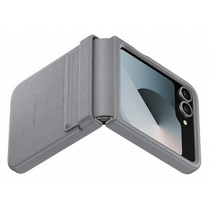 Samsung Galaxy Flip6 Flap Vegan Leather Case Color: Gris