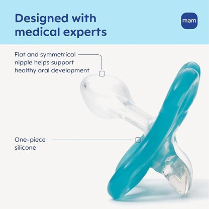 MAM Comfort - Chupón de bebé ligero de silicona de una sola pieza, 2 | Especialmente para bocas recién nacidos más pequeñas, sin BPA, fácil de limpiar, lo mejor para bebés lactantes