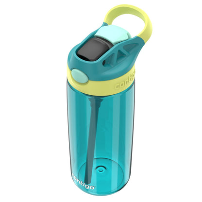 Contigo Botella de Agua para Niños Plástico Libre de BPA 590ML Azul y Verde con Popote Autospout Fácil de Lavar con Asa