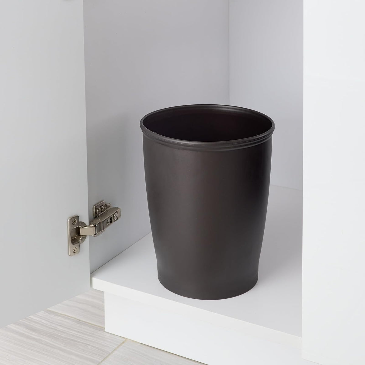 InterDesign Kent Plastic Wastebasket Small Round Plastic Trash Can for Bathroom, Bedroom, Dorm, College, Office, Set of 2, Bronze
