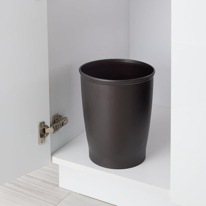 InterDesign Kent Plastic Wastebasket Small Round Plastic Trash Can for Bathroom, Bedroom, Dorm, College, Office, Set of 2, Bronze