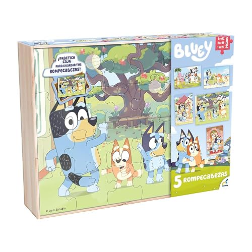 Rompecabezas 5 En 1 Bluey Caja De Madera