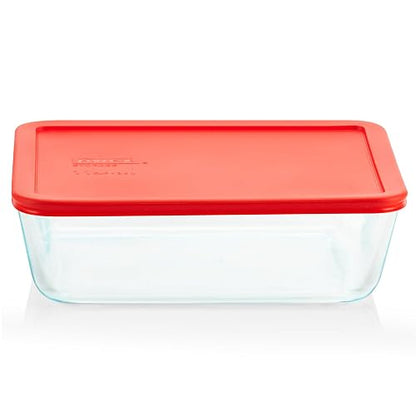 Pyrex Simply Store - Recipiente de vidrio para almacenamiento de alimentos, tapas de plástico no tóxico, sin BPA, congelador apto para lavaplatos, microondas, 11 tazas