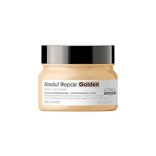 L'Oréal Professionnel Absolut Repair Golden Mask 250ml | Para cabello grueso y dañado. Mascarilla dorada reparadora que repara y da brillo con quinoa dorada y proteínas.