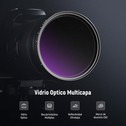 NEEWER 58mm Filtro ND Variable (ND8-2000), True Color & Pasos Duros, Filtro Lente Densidad Neutra Limitada de 3 a 11 Pasos para Cámaras DSLR sin Espejo, Cristal Óptico Multicapa, Marco Alumnio