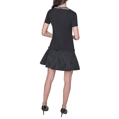 Karl Lagerfeld Short Sleeve Embellished Scuba Crepe Dress Vestido Informal Mujer