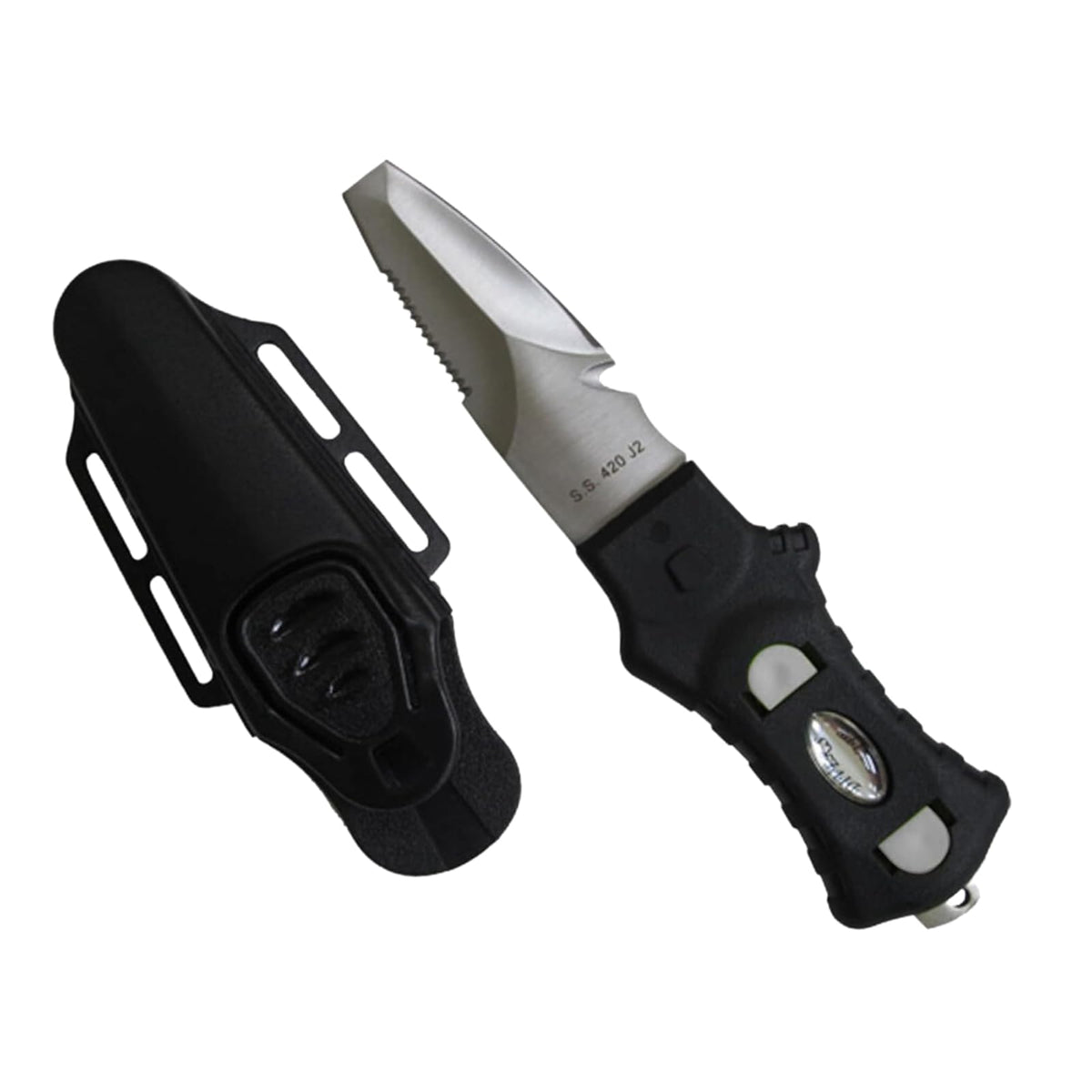 Scuba Choice Cuchillo Buceo Acero Inoxidable Punta Roma 9 Pulgadas | Punta roma, hoja 2.3 pulgadas, mango ergonómico, 7 pulgadas total, para buceo y esnórquel