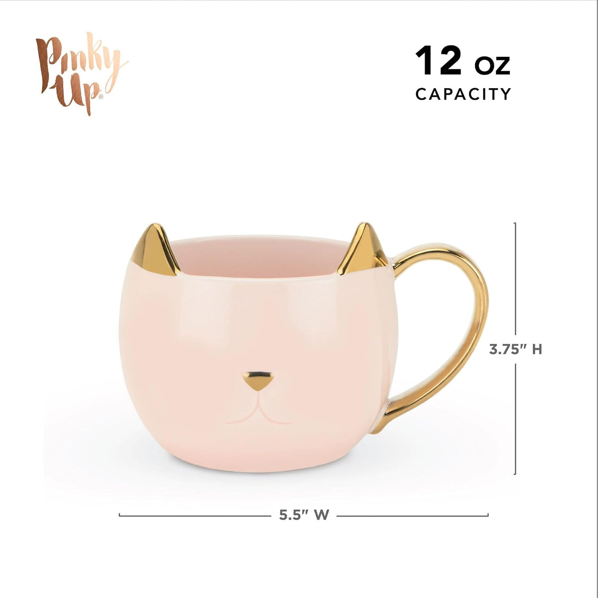 Pinky Up Chloe - Taza, diseño de gato, Rosado, 12 onzas, 1