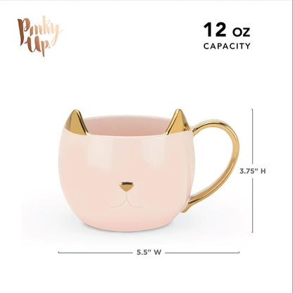 Pinky Up Chloe - Taza, diseño de gato, Rosado, 12 onzas, 1