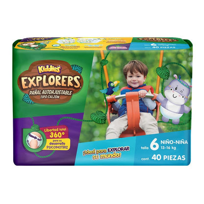 Kiddies Explorers Pañal Autoajustable Talla 6 XG Grande 160 pañales