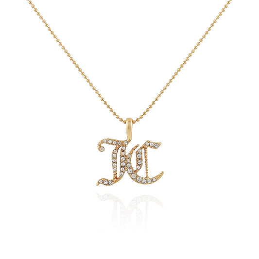 Juicy Couture - Collar con colgante de tono dorado, Una talla, Metal, Piedra de vidrio
