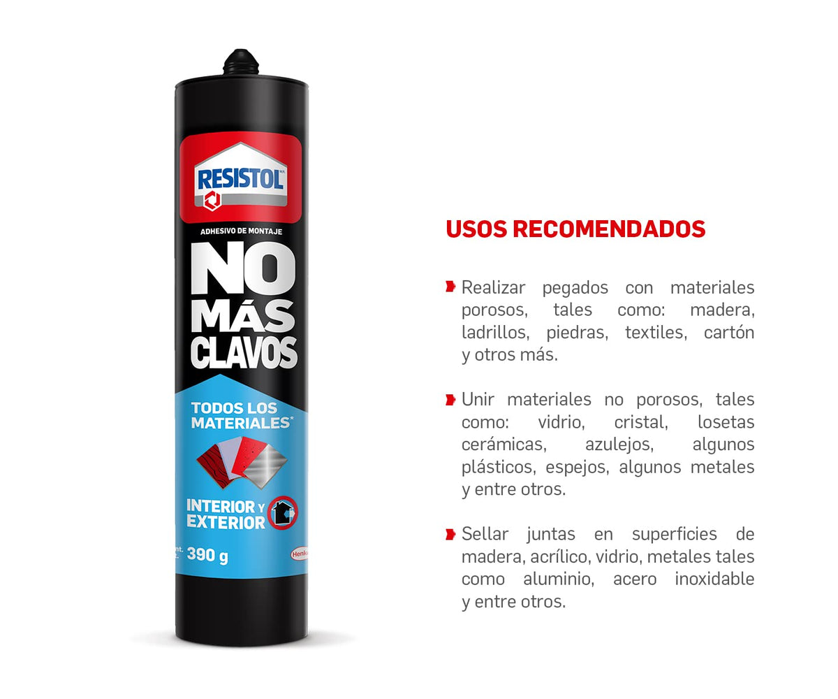 Resistol Uno Para Todo Universal, Adhesivo Sellador, Excelente Poder de Pegado y Sellado, Tecnología Flextec, Funcional para Reparación, Bricolaje y Montaje, 1x390g