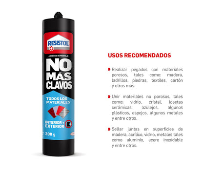 Resistol Uno Para Todo Universal, Adhesivo Sellador, Excelente Poder de Pegado y Sellado, Tecnología Flextec, Funcional para Reparación, Bricolaje y Montaje, 1x390g