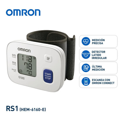 OMRON Baumanómetro automático de muñeca RS1 (HEM-6160-E) compatible con app OMRON connect