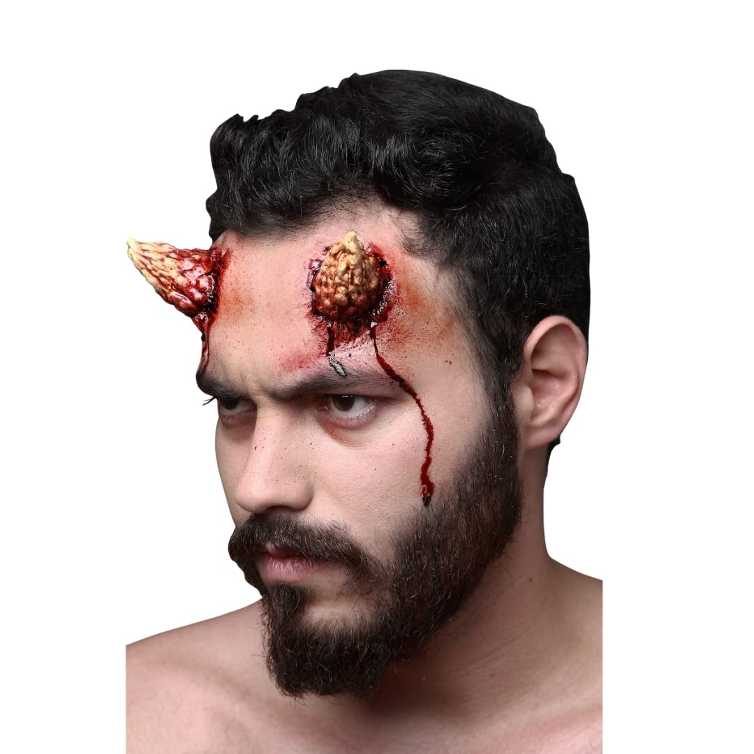 Ghoulish Productions Evil Devil Large Horns, Aplicación de Cuernos de Demonio, Pegatina de Látex Demoníaca Ideal para Halloween y Fiesta de Disfraces