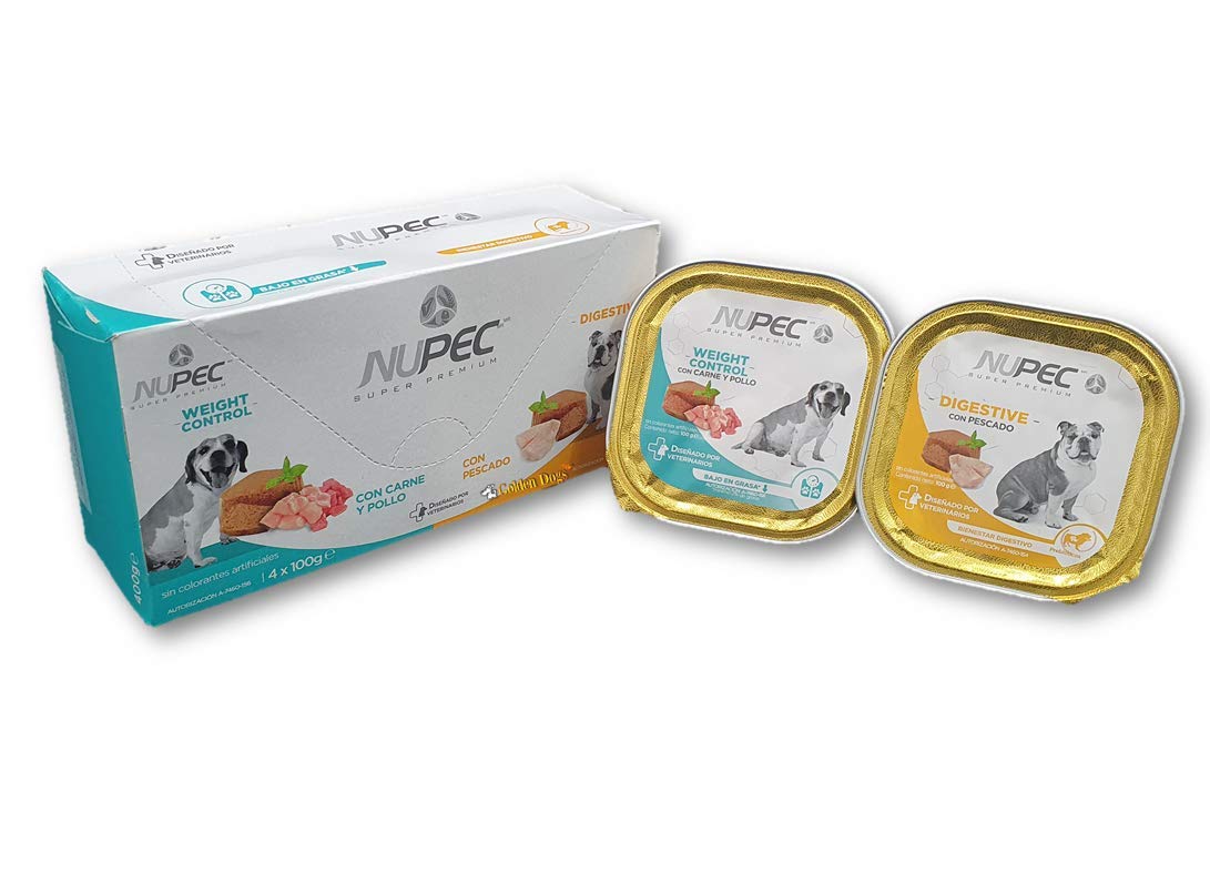 Nupec Alimento Seco para Perro Raza Pequeña Weight Control, 2 kg, 1 Pack + Alimento Húmedo, Control de Peso y Digestivo, Blanco/Menta/Naranja