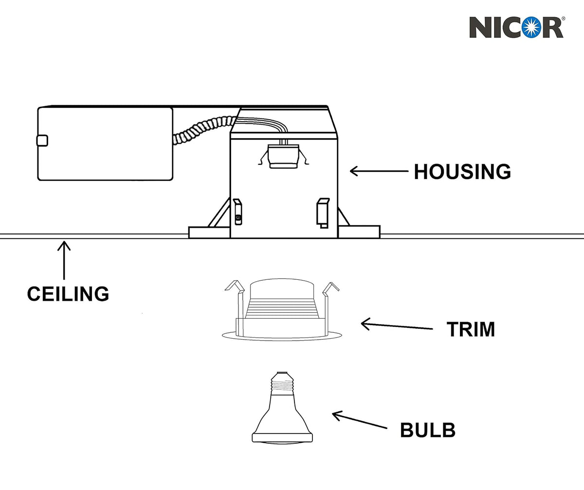 NICOR Lighting Embellecedor de deflector empotrable blanco de 4 pulgadas para bombilla MR16 (14002)