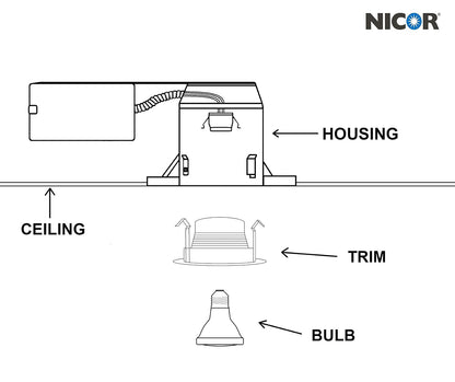 NICOR Lighting Embellecedor de deflector empotrable blanco de 4 pulgadas para bombilla MR16 (14002)