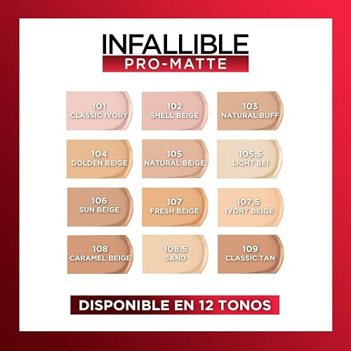 L'Oréal Paris, Base de maquillaje líquida de larga duración, Infallible 24h Pro-matte, Tono Classic Tan, 30ml