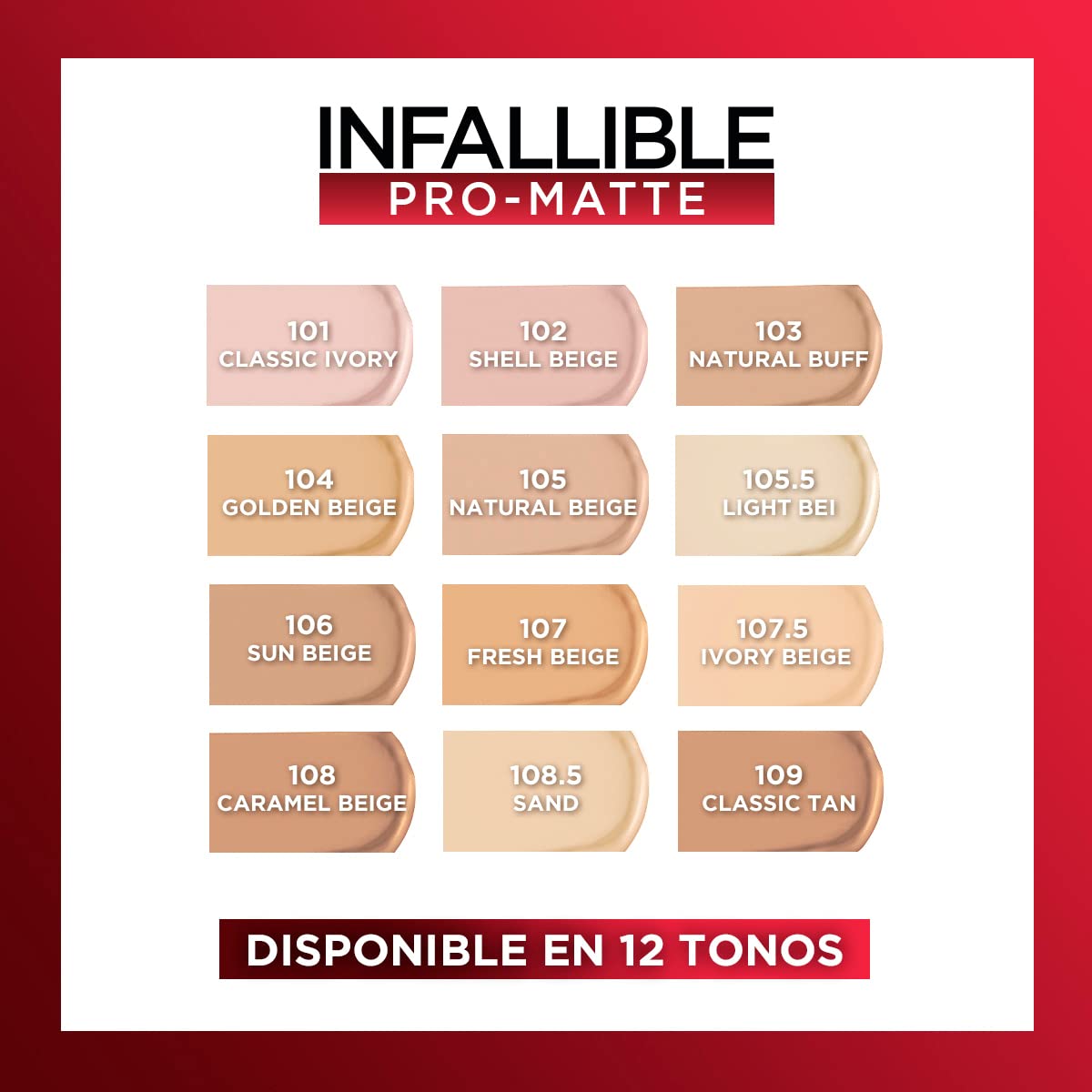 L'Oréal Paris, Base de maquillaje líquida de larga duración, Infallible 24h Pro-matte, Tono Natural Beige 105, 30ml