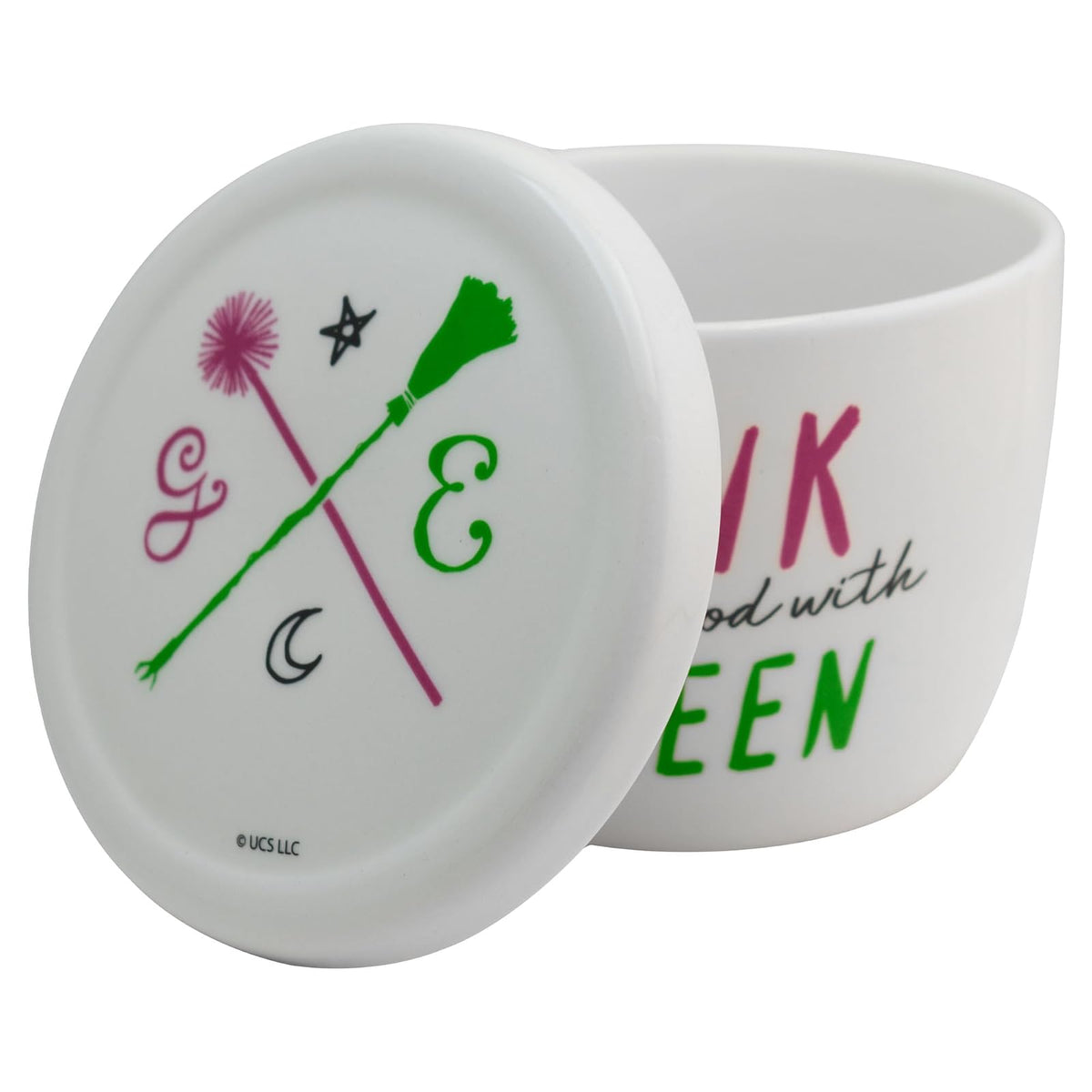 Funkids - Taza con tapa y cuchara deporcelana Wicked con caja de regalo 580ml.