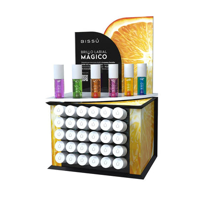 Bissú Cosméticos, Exhibidor Brillo Labial Mágico