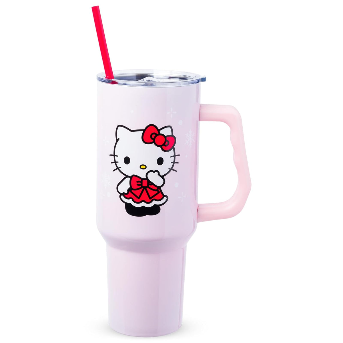 Silver Buffalo Vaso Térmico de Acero Inoxidable con Mango y Popote 40 oz - 40 Ounces - Rosa - Multi