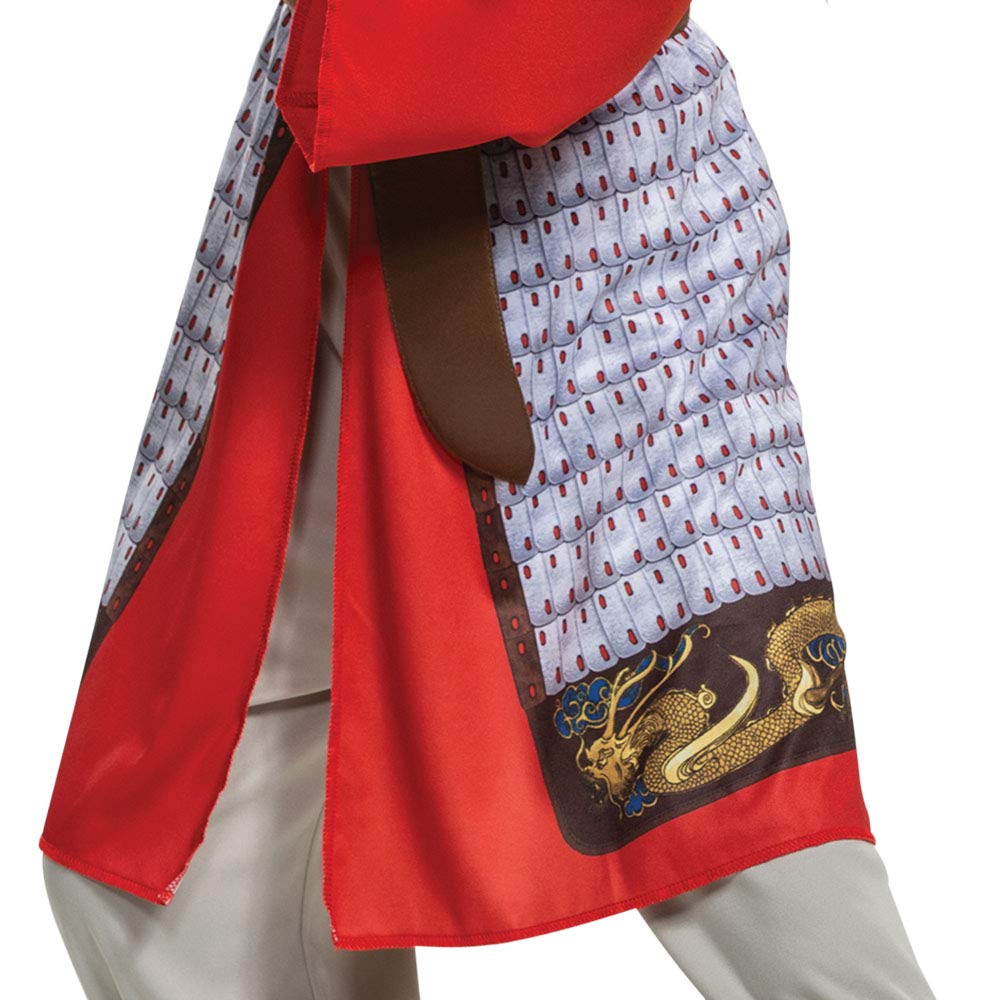 Disfraz de Mulan para niñas, disfraz de héroe de película de acción en vivo de Disney, disfraz clásico para niños, talla M (7-8) rojo (104269K)