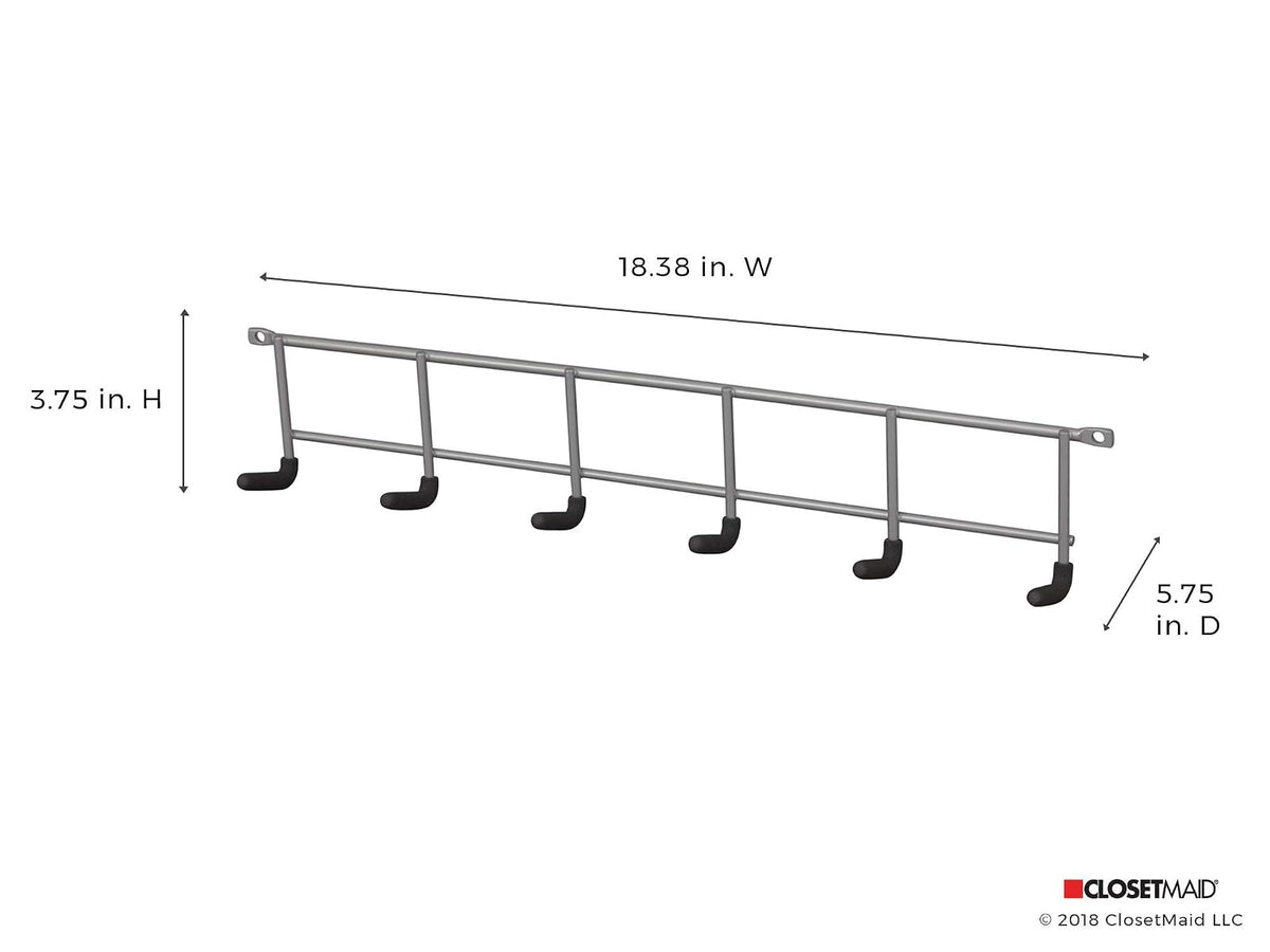 ClosetMaid Perchero para Colgar en la Pared, 14,7 x 46,7 x 9,7 cm, Color Plateado