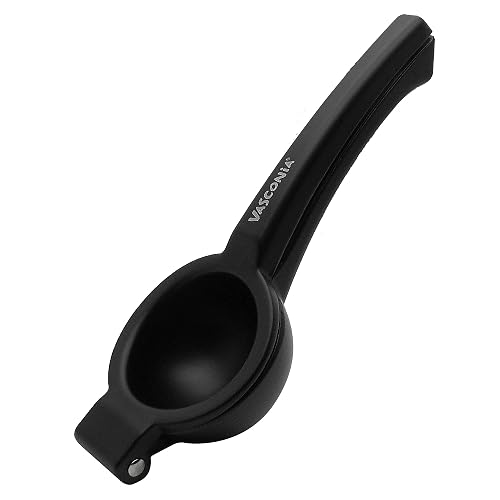 Vasconia | Exprimidor de Limones y Cítricos Esencial Aluminio Negro Mate | Aluminio anodizado, Exprime cítricos, Remache reforzado, Asas ergonómicas, Agarre cómodo, Fácil uso, Larga durabilidad