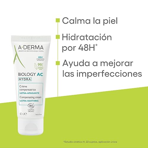 ADERMA, Biology AC Hydra Crema Calmante Compensadora, Hidratación 48H Para Piel Bajo Tratamientos Secantes, 40 ml