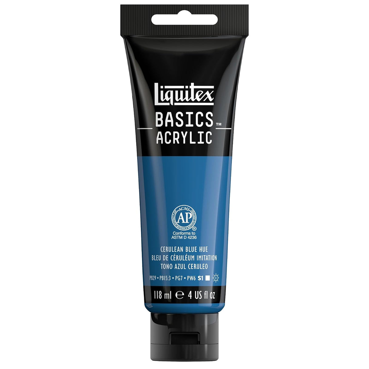 Liquitex Basics Pintura Acrílica, Tubo de 4 oz - Azul (Cerulean Blue Hue 470) - Tubo de 4 oz