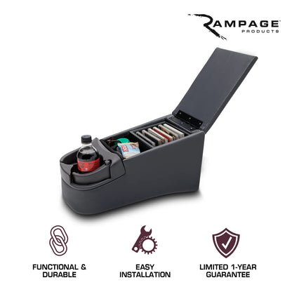 RAMPAGE PRODUCTS - Consola de asiento de banco Rampage 39223, color carbón, 16.5 pulgadas x 8.5 pulgadas x 9 pulgadas Consola de asiento de banco