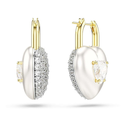 Swarovski Idyllia - Pendientes de gota con forma de corazón, color blanco