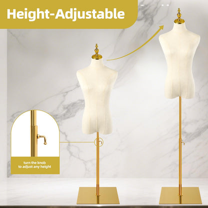 FAHKNS Maniquí Femenino PP con Soporte Ajustable, Beige