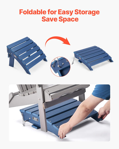 VEVOR Adirondack otomano, 15.7 pulgadas de largo x 18.9 pulgadas de ancho x 13 pulgadas de alto, otomana Adirondack plegable, resistente a la intemperie para silla Adirondack, ampliamente utilizado