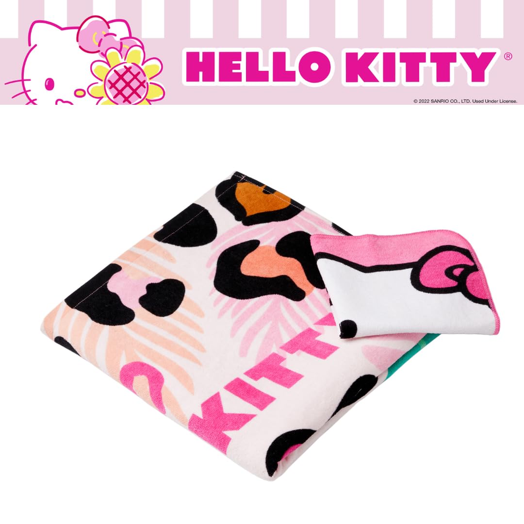 Franco Hello Kitty - Juego de 2 Toallas de Rizo de algodón Suave Absorbente para baño, Piscina, Playa, para niños, 50 x 25 Pulgadas, (Producto Oficial con Licencia)