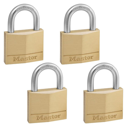 Master Lock Candado de Latón Macizo con Llave - Latón - 4 Units