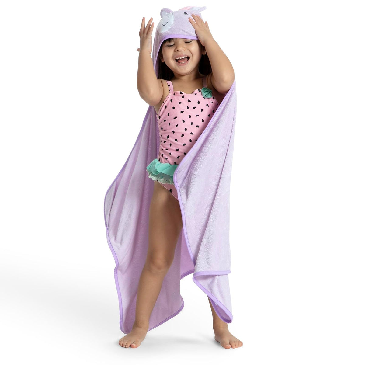 Delta Children Toalla Infantil con Capucha y Bolsillos - Súper Suave y Absorbente - Gran Regalo para Niños y Niñas - Diseño: Unicornio Lila