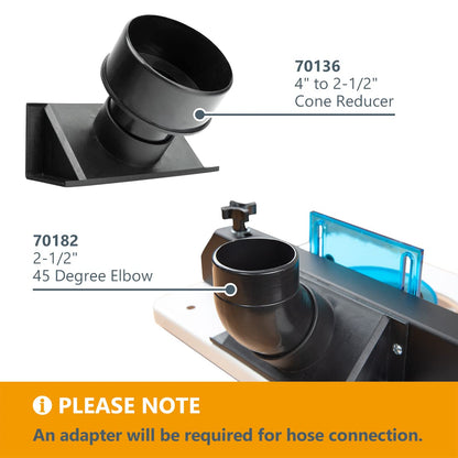 POWERTEC 71733 - Kit de protección para brocas de enrutador de tamaño completo con puerto de polvo para mesa de enrutador | Adaptador de recolección de polvo de 2.5 pulgadas