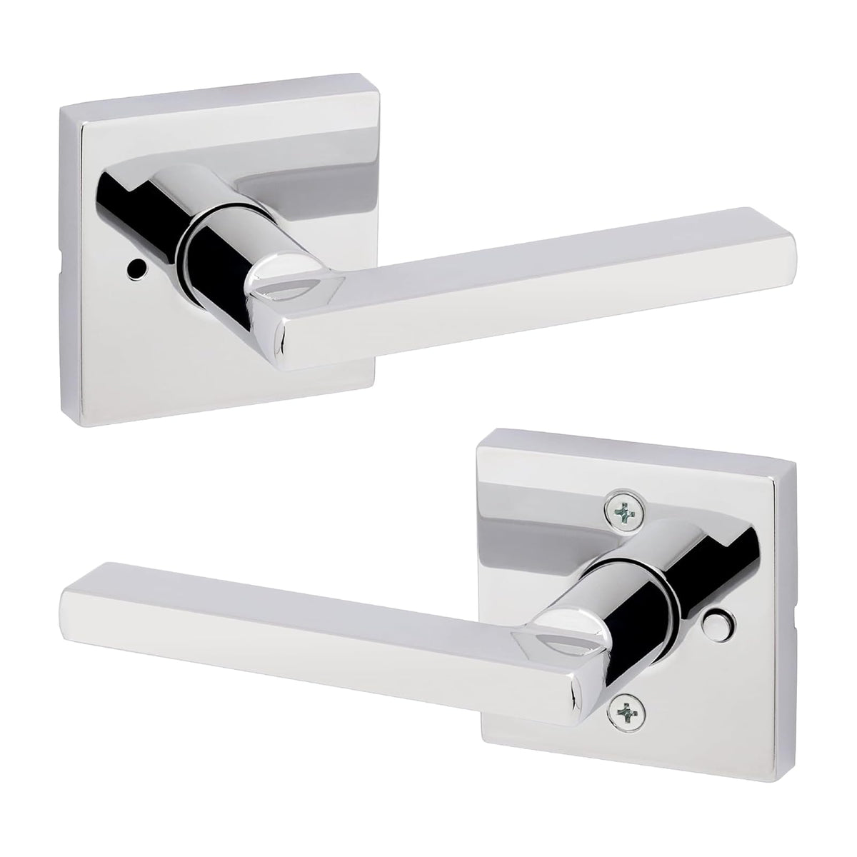 Kwikset Halifax Manija de Puerta de Entrada con Cerradura - Cuadrado - Cromo pulido