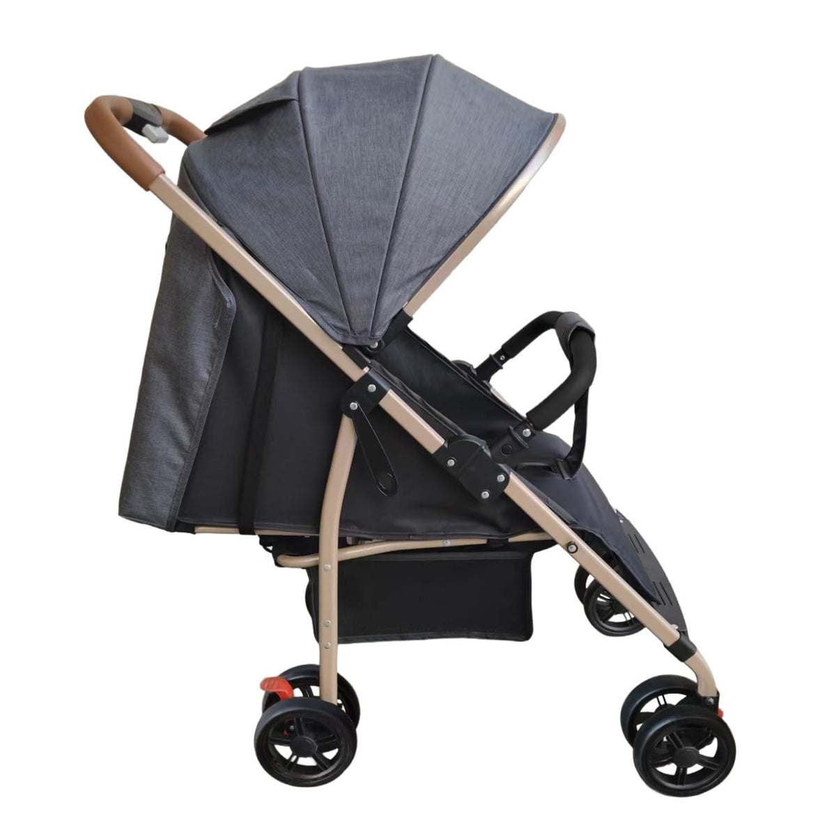 PRINSEL | Carriola Mónaco LX para Bebé | Gris | 0-3 Años | Plegado con Una Mano | 8 Ruedas | Manubrio Semi-Piel | Respaldo Ajustable | Canastilla Amplia