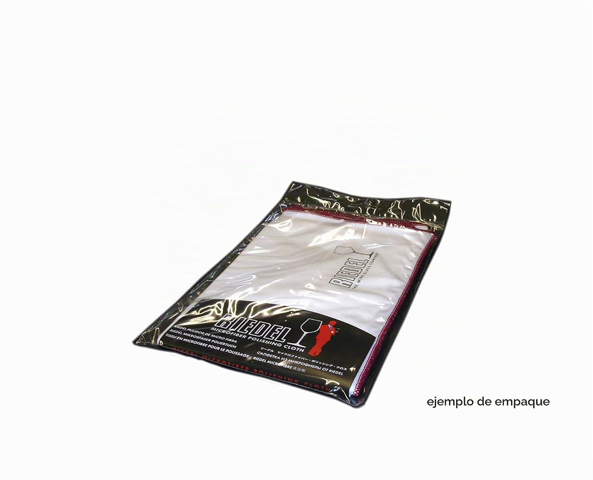 Riedel Microfibra - para limpieza de copas | Blanco con borde borgoña, 69,9 x 50,8 cm, pulidor sin rayaduras