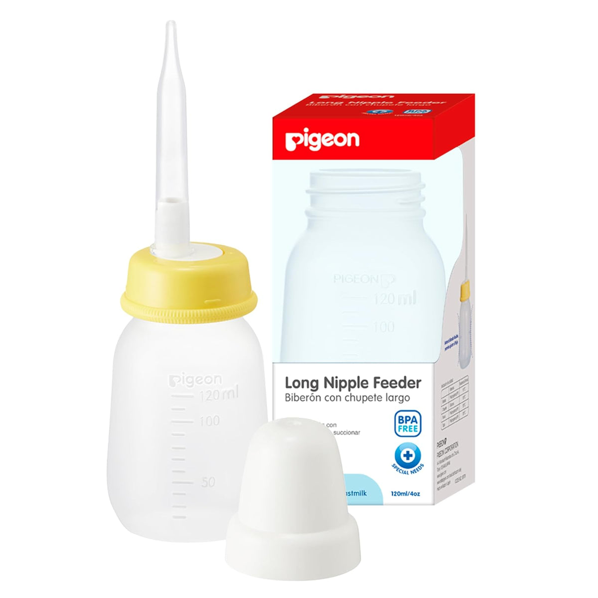 PIGEON | Biberones Especial con Tetina Larga Pigeon | Cosas para Bebes Recien Nacidos - Articulos para Bebe | Biberon de Silicona Suave y Corte en Cruz | Ayuda en la Alimentación de Bebé Prematuros