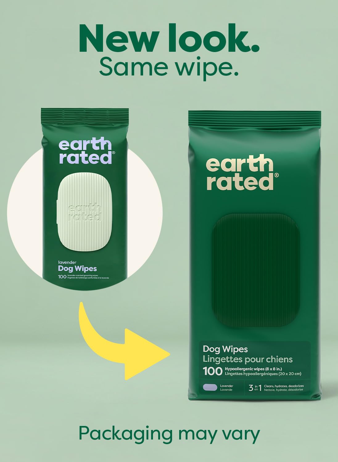 Earth Rated Toallitas Húmedas para Perro | Hipoalergénicas con olor a Lavanda | 100 Piezas