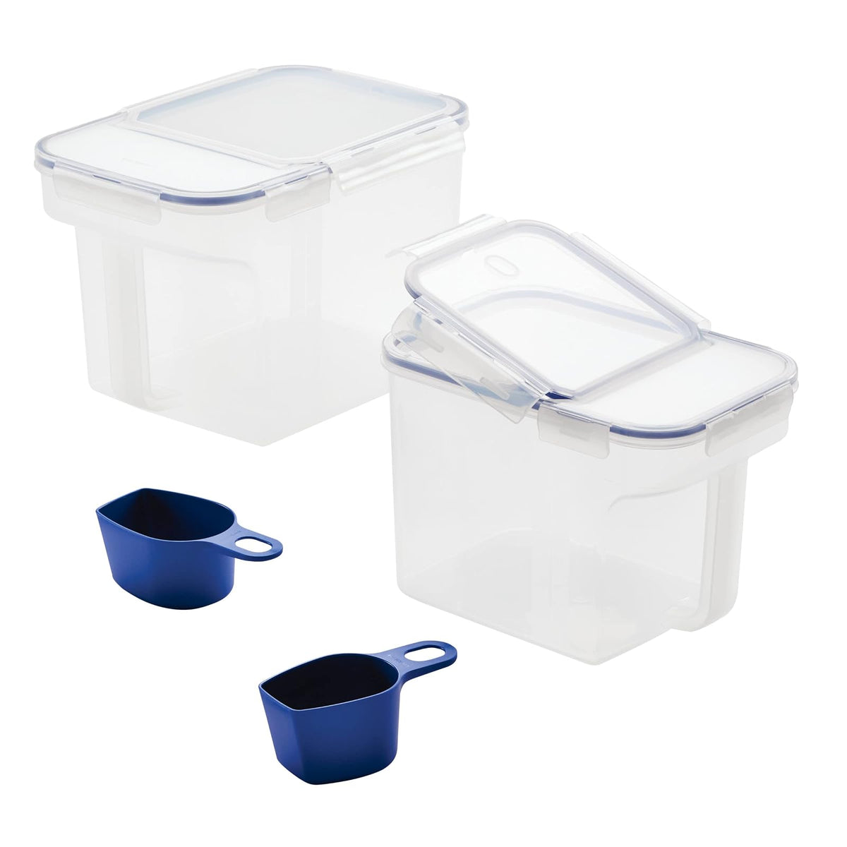 LocknLock Easy Essentials - Juego de contenedores y cubos de almacenamiento de alimentos, sin BPA, apto para lavaplatos, 4 piezas, transparente