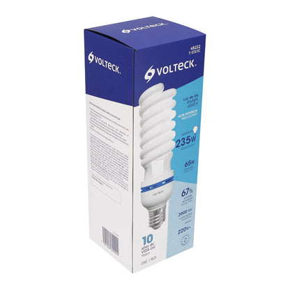 Volteck F-65EXC, Lámpara 65 W, espiral, base mogul E39, luz día, 220 V, caja